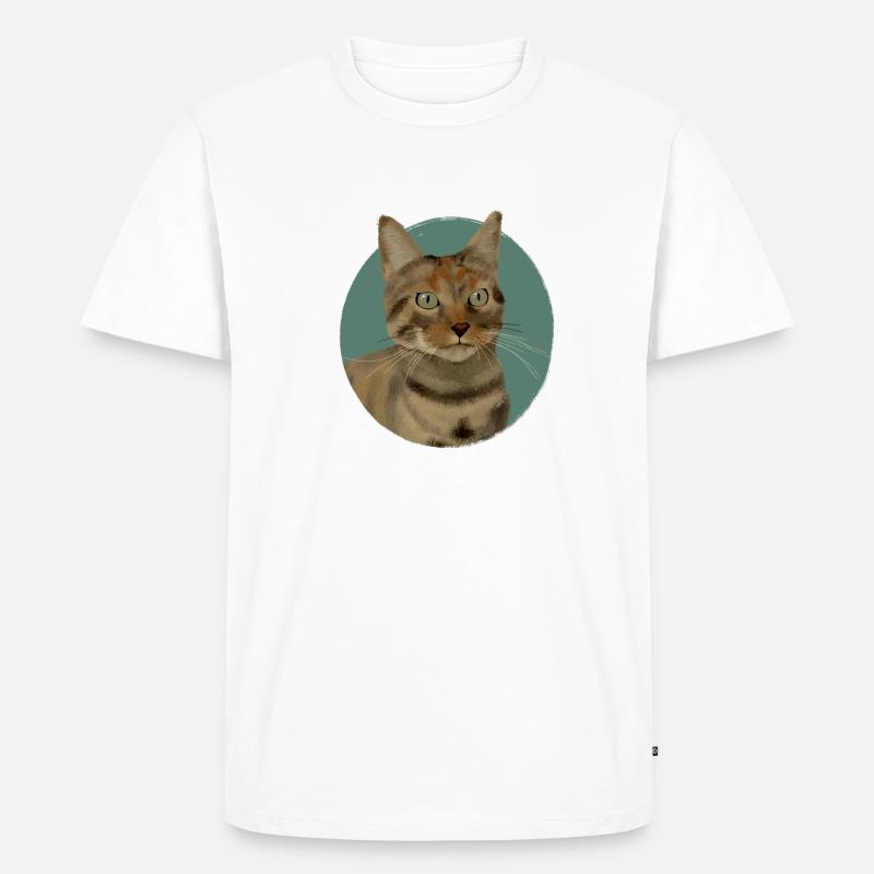 Braun getigerte Katze - Männer Premium Bio T-Shirt - Weiß