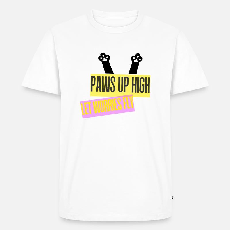 PAWS UP HIGH - Männer Premium Bio T-Shirt - Weiß