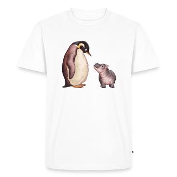 Penguin and Hippopotamus Friendship - Men's Premium Organic T-Shirt - white - Front - Nico (187cm)