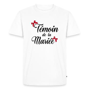 Témoin de la mariée noeud - T-shirt Premium bio Homme - blanc - Devant - Nico (187cm)