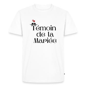 Témoin de la mariée - T-shirt Premium bio Homme - blanc - Devant - Nico (187cm)