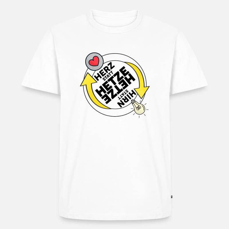 Herz statt Hetze - Männer Premium Bio T-Shirt - Weiß