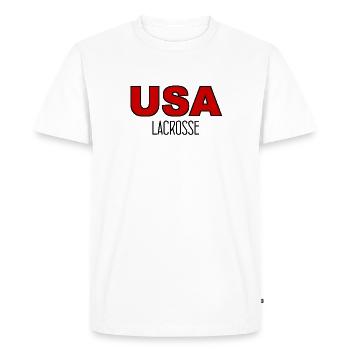 USA Lacrosse - US - United States of America - Men's Premium Organic T-Shirt - white - Front - Nico (187cm)