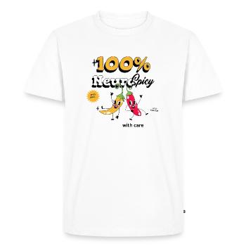 100% Neurospicy, handle with care - Men's Premium Organic T-Shirt - white - Front - Nico (187cm)