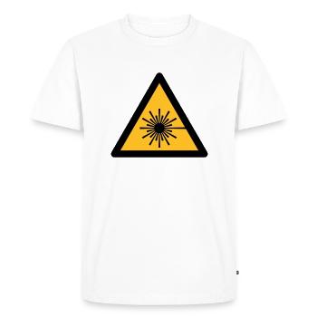 Symbole de danger - lumière laser (2 couleurs) - T-shirt Premium bio Homme - blanc - Devant - Nico (187cm)