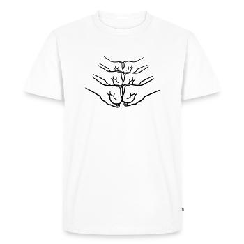 Salutation poinçonnage poignée de main - T-shirt Premium bio Homme - blanc - Devant - Nico (187cm)