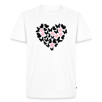 Des papillons dans le cœur - T-shirt Premium bio Homme - blanc - Devant - Nico (187cm)