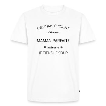 Maman Parfaite Tee 🌟 - T-shirt Premium bio Homme - blanc - Devant - Nico (187cm)