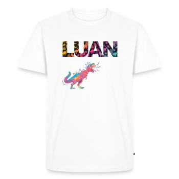 LUAN - Beautiful boy name with cute dinosaurs - Men's Premium Organic T-Shirt - white - Front - Nico (187cm)