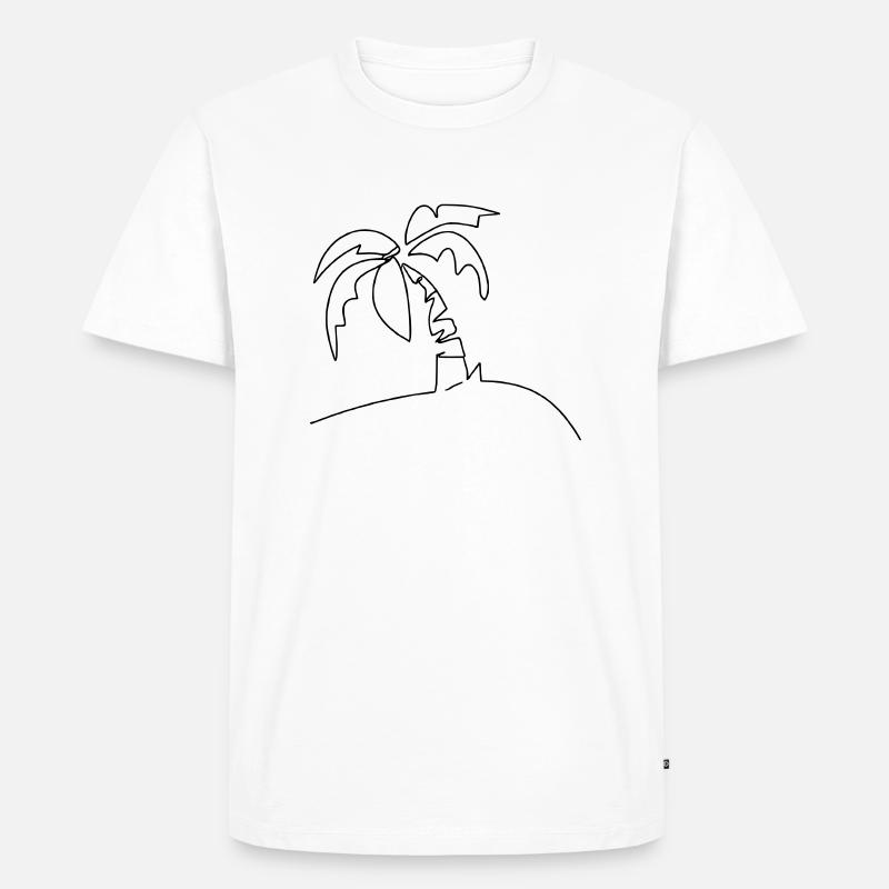 Palmen Insel Oneline - Männer Premium Bio T-Shirt - Weiß