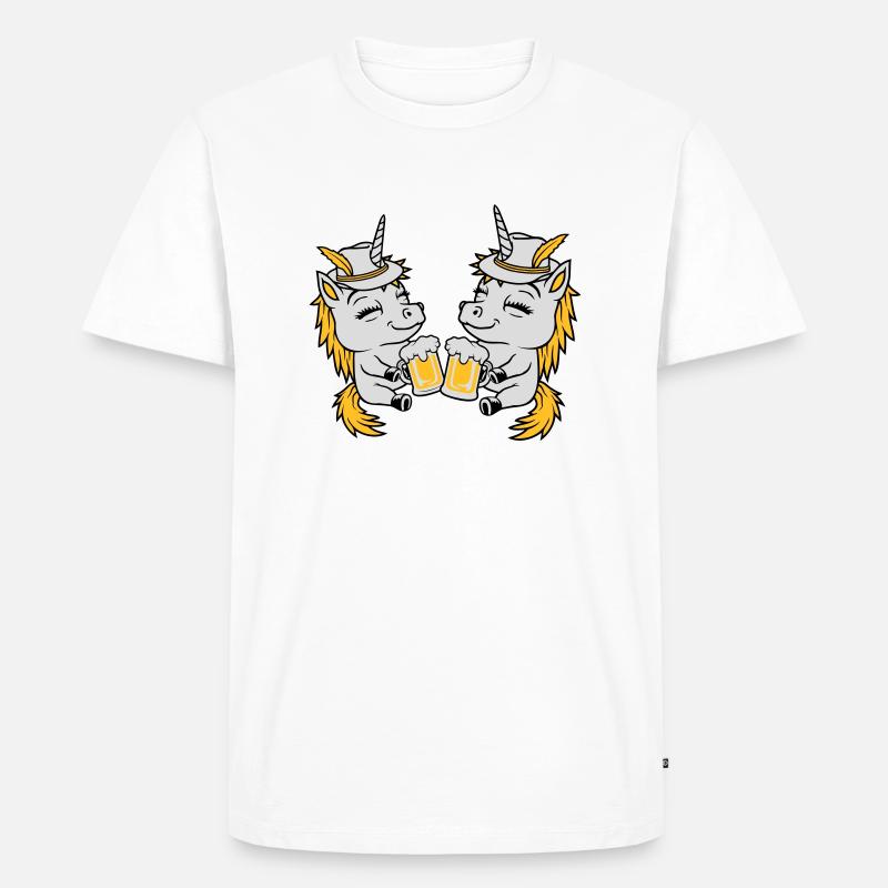 Einhorn Freunde Bier Anstoßen - Männer Premium Bio T-Shirt - Weiß