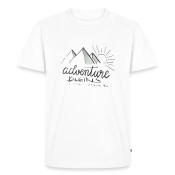 Adventure begins in the mountains! - Men's Premium Organic T-Shirt - white - Front - Nico (187cm)