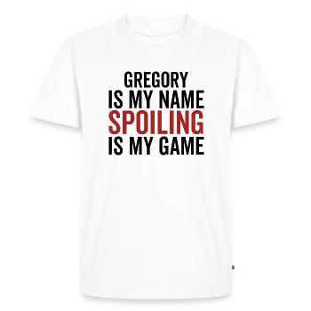 Gregory est mon nom Spoiler est mon jeu - T-shirt Premium bio Homme - blanc - Devant - Nico (187cm)