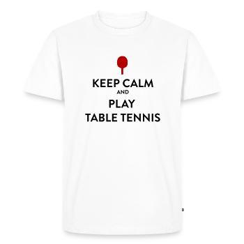 Restez calme et jouez au tennis de table - T-shirt Premium bio Homme - blanc - Devant - Nico (187cm)