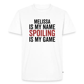 Melissa est mon nom Spoiling est mon jeu - T-shirt Premium bio Homme - blanc - Devant - Nico (187cm)