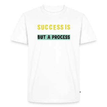 Le succès n’est pas une activité mais un processus - T-shirt Premium bio Homme - blanc - Devant - Nico (187cm)