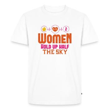 WOMEN HOLD UP HALF THE SKY - Men's Premium Organic T-Shirt - white - Front - Nico (187cm)