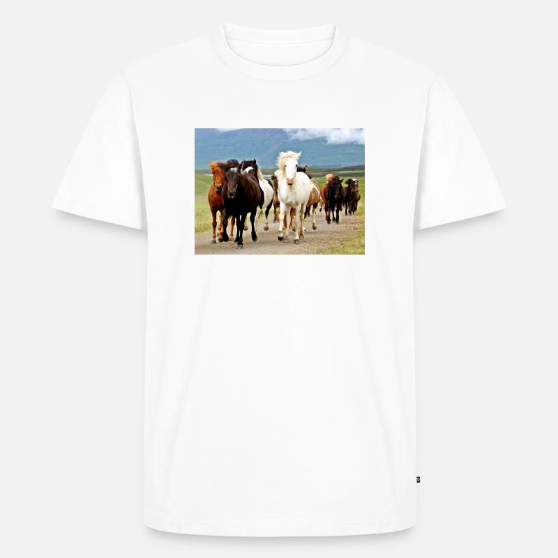 Pferde, Isibat - Männer Premium Bio T-Shirt - Weiß