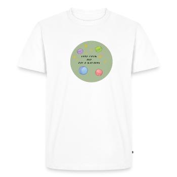 Tricolore tendance : Modèles de macarons français - T-shirt Premium bio Homme - blanc - Devant - Nico (187cm)