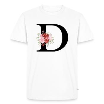 Lettre D floral rouge - T-shirt Premium bio Homme - blanc - Devant - Nico (187cm)