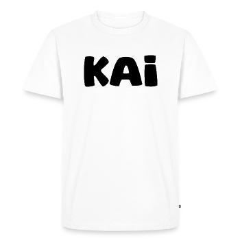 Nom - Kai - T-shirt Premium bio Homme - blanc - Devant - Nico (187cm)