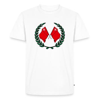 Drapeaux, province de Schwyz, Suisse, couronne de laurier - T-shirt Premium bio Homme - blanc - Devant - Nico (187cm)