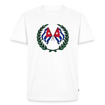 Drapeaux Cuba en couronne de laurier - T-shirt Premium bio Homme - blanc - Devant - Nico (187cm)
