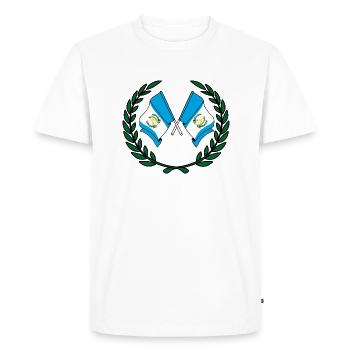 Flags Guatemala in laurel wreath - Men's Premium Organic T-Shirt - white - Front - Nico (187cm)