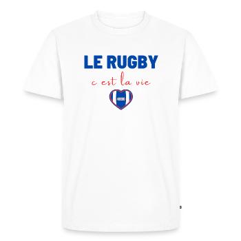 Le rugby c est la vie,Rugby,Rugbywoman,Rugbyman - T-shirt Premium bio Homme - blanc - Devant - Nico (187cm)