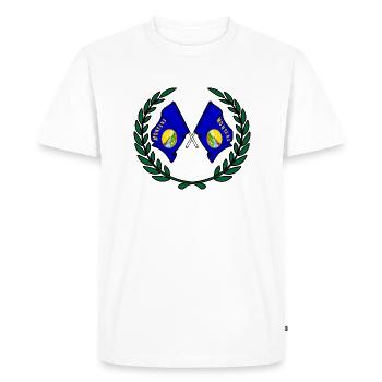 Drapeaux du Montana des États-Unis en couronne de laurier - T-shirt Premium bio Homme - blanc - Devant - Nico (187cm)