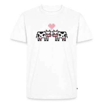 Vache Pixel Amour - T-shirt Premium bio Homme - blanc - Devant - Nico (187cm)