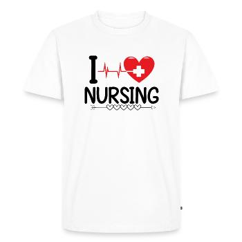 I Love Nursing - Men's Premium Organic T-Shirt - white - Front - Nico (187cm)