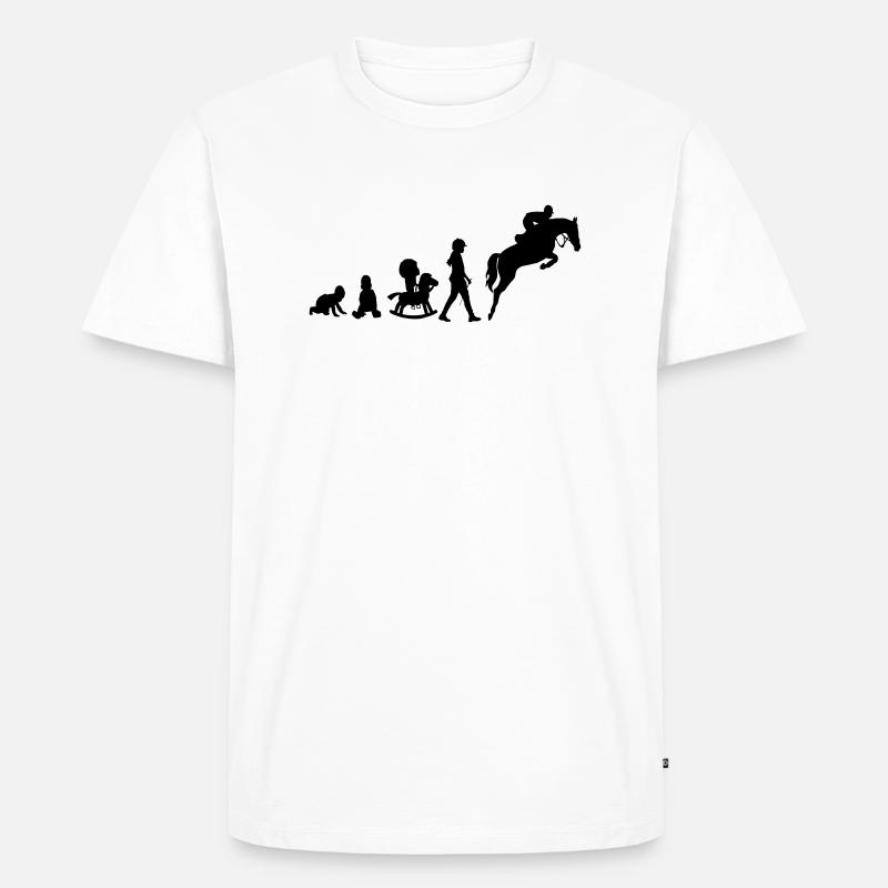 Evolution Springreiter - Männer Premium Bio T-Shirt - Weiß
