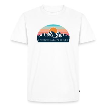 Bonnes vibrations et montagnes rétro - T-shirt Premium bio Homme - blanc - Devant - Nico (187cm)