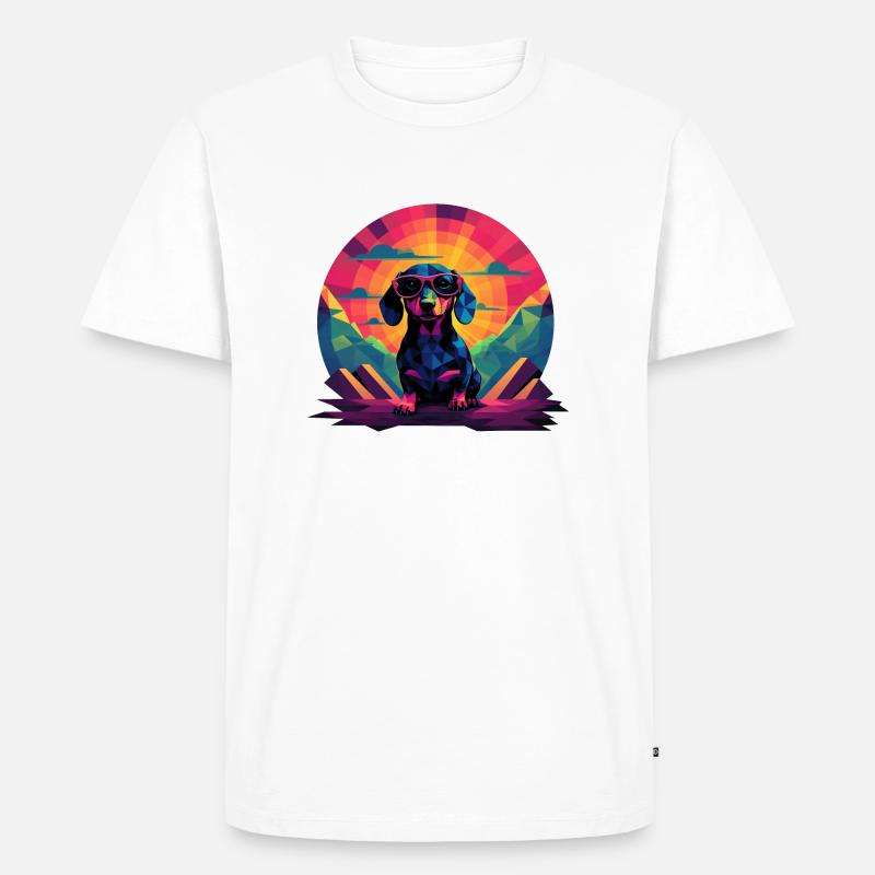 Synthwave Dachshund (no1) - Männer Premium Bio T-Shirt - Weiß