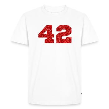 Numéro 42 paillettes rouge - 42e anniversaire - T-shirt Premium bio Homme - blanc - Devant - Nico (187cm)