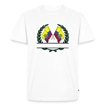 Ecudor flags in laurel wreath banner - Men's Premium Organic T-Shirt - white - Front - Nico (187cm)