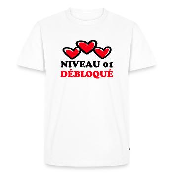 Noces de Coton, Cadeau anniversaire 1 an de mariag - T-shirt Premium bio Homme - blanc - Devant - Nico (187cm)