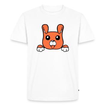 chien derrière le mur clôture signe regarder heureux mignon - T-shirt Premium bio Homme - blanc - Devant - Nico (187cm)