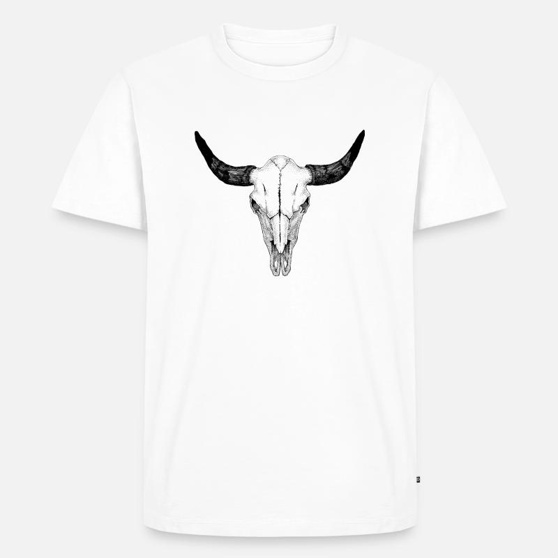 Büffel Schädel - Männer Premium Bio T-Shirt - Weiß