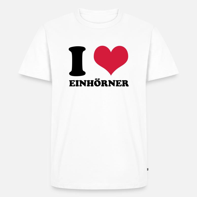 I Love Einhörner - Männer Premium Bio T-Shirt - Weiß