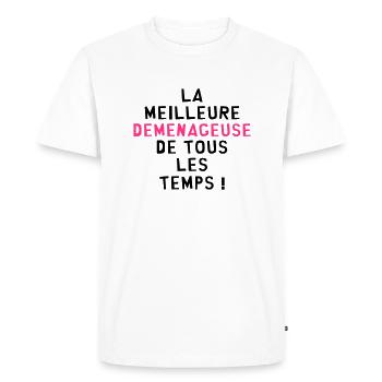Déménageur / Déménagement / Déménager / Camion - T-shirt Premium bio Homme - blanc - Devant - Nico (187cm)