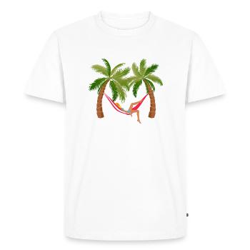 girl hammock holiday palm sleep sleeps nap hu - Men's Premium Organic T-Shirt - white - Front - Nico (187cm)