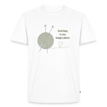 Tricoter est mon endroit heureux - T-shirt Premium bio Homme - blanc - Devant - Nico (187cm)
