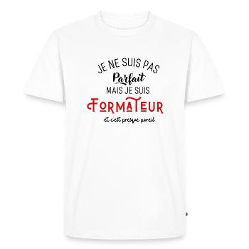 Pas parfait mais formateur - T-shirt Premium bio Homme - blanc - Devant - Nico (187cm)