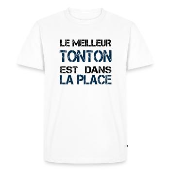 Tonton dans la place - T-shirt Premium bio Homme - blanc - Devant - Nico (187cm)