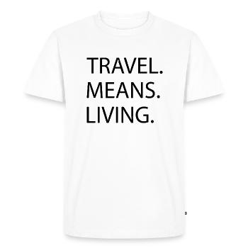 citation camping bière typographie voyage bug france - T-shirt Premium bio Homme - blanc - Devant - Nico (187cm)