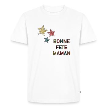 BONNE FÊTE. FÊTE DES MÈRES. FÊTE DES PÈRES. FÊTE - T-shirt Premium bio Homme - blanc - Devant - Nico (187cm)