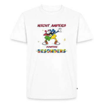 Nicht anders, sondern besonders und einzigartig - Männer Premium Bio T-Shirt - Weiß - Vorne - Nico (187cm)