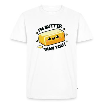 Je suis beurre que vous conception de jeu de mots drôle pour les boulangers - T-shirt Premium bio Homme - blanc - Devant - Nico (187cm)